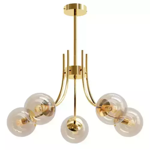 vexity-2783-5p gold chandelier with four glass globes