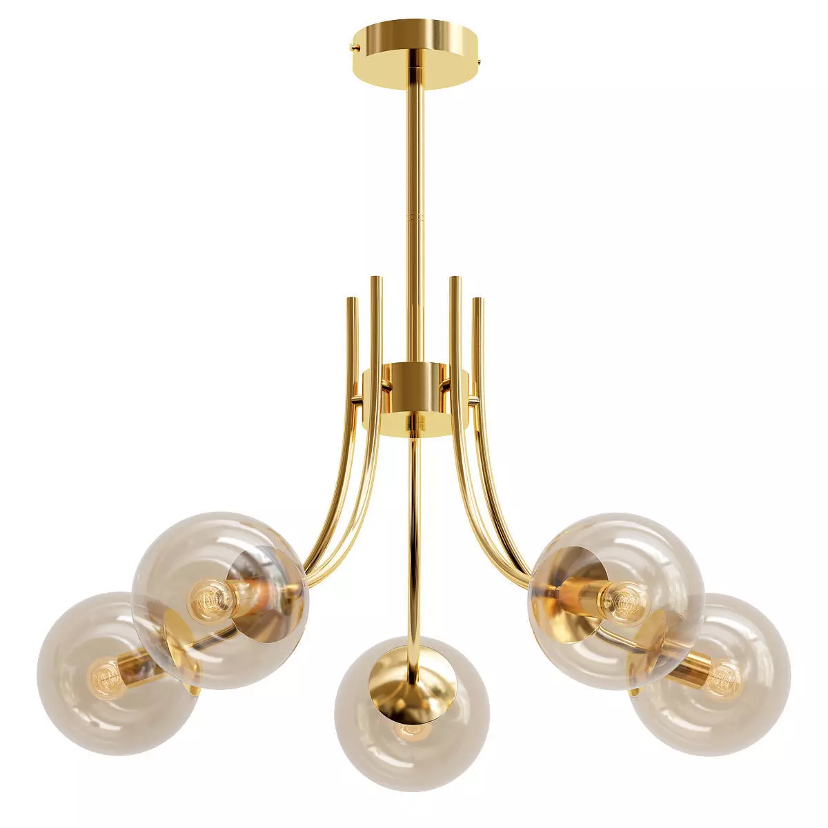 vexity-2783-5p gold chandelier with four glass globes 3D model_0