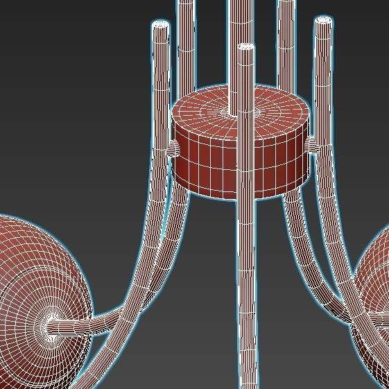 vexity-2783-5p gold chandelier with four glass globes 3D model_4