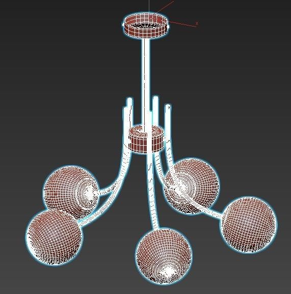 vexity-2783-5p gold chandelier with four glass globes 3D model_3