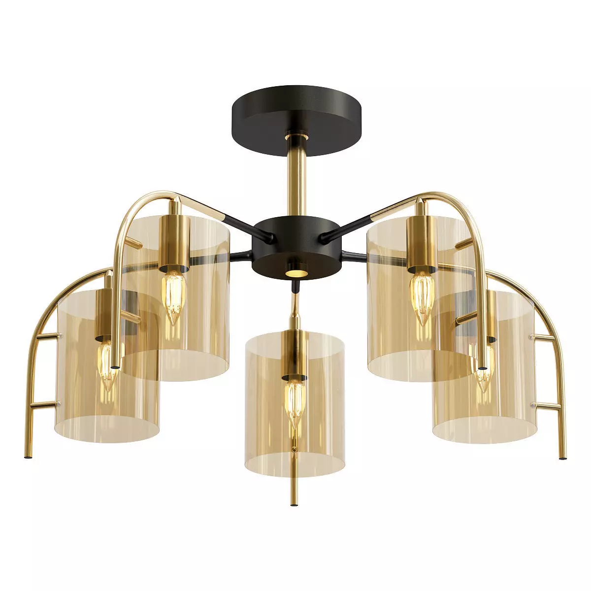 escada-671-5p five light brass ceiling fixture with clear gla... 3D model_0