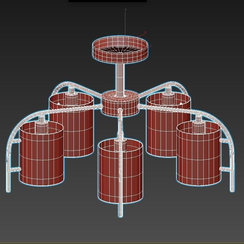 escada-671-5p five light brass ceiling fixture with clear gla... 3D model_2