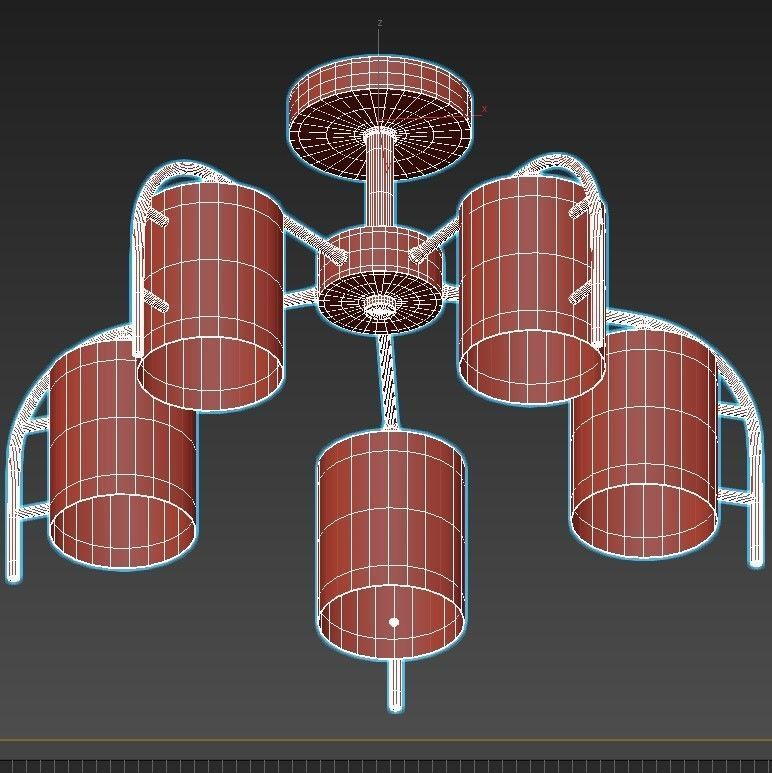 escada-671-5p five light brass ceiling fixture with clear gla... 3D model_3