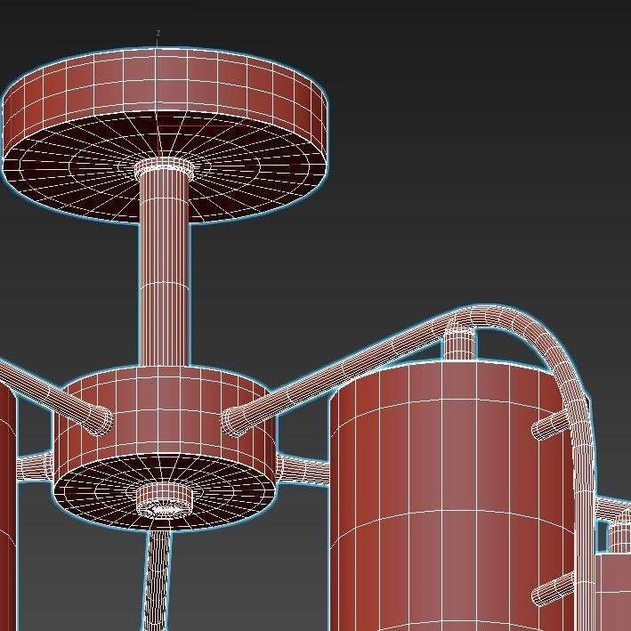 escada-671-5p five light brass ceiling fixture with clear gla... 3D model_4