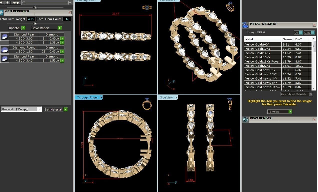 Women Earrings 3dm STL FBX OBJ Render Details 3D print model_7