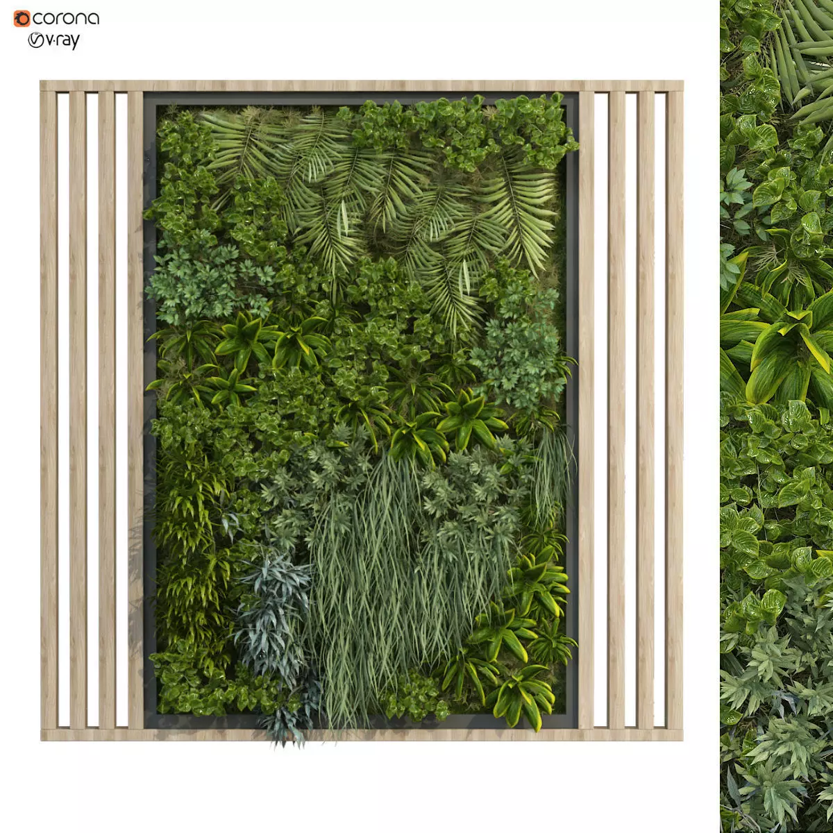 Greenwall vertical plant set 232 3D model_0