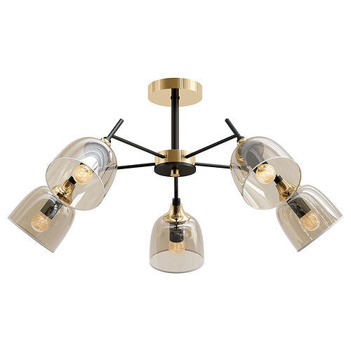 alfa-324017005 four light brass and glass ceiling light 3D model