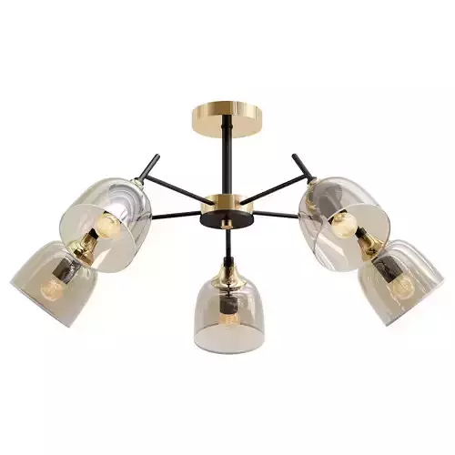 alfa-324017005 four light brass and glass ceiling light