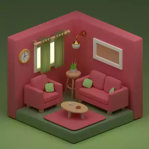 cartoon low poly room