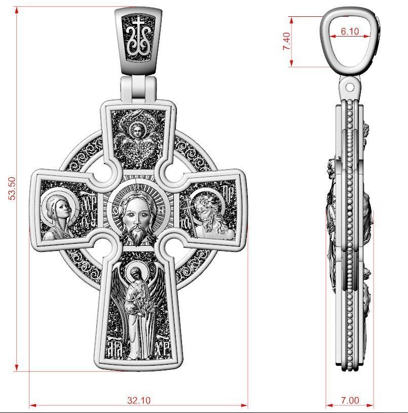 Orthodox cross with saints  712 3D print model_11
