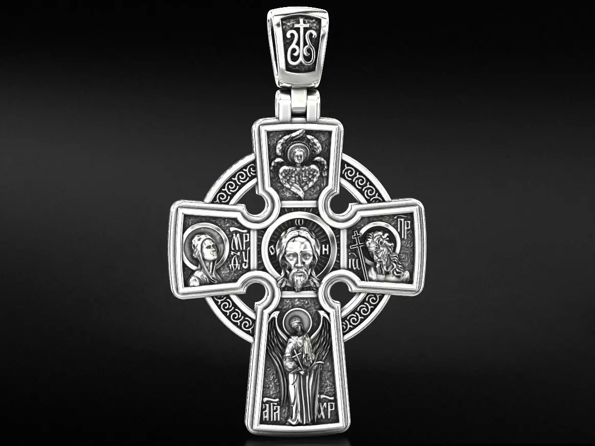 Orthodox cross with saints  712 3D print model_0