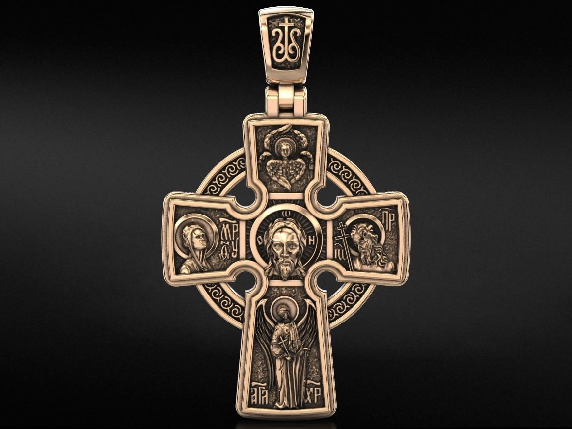 Orthodox cross with saints  712 3D print model_4