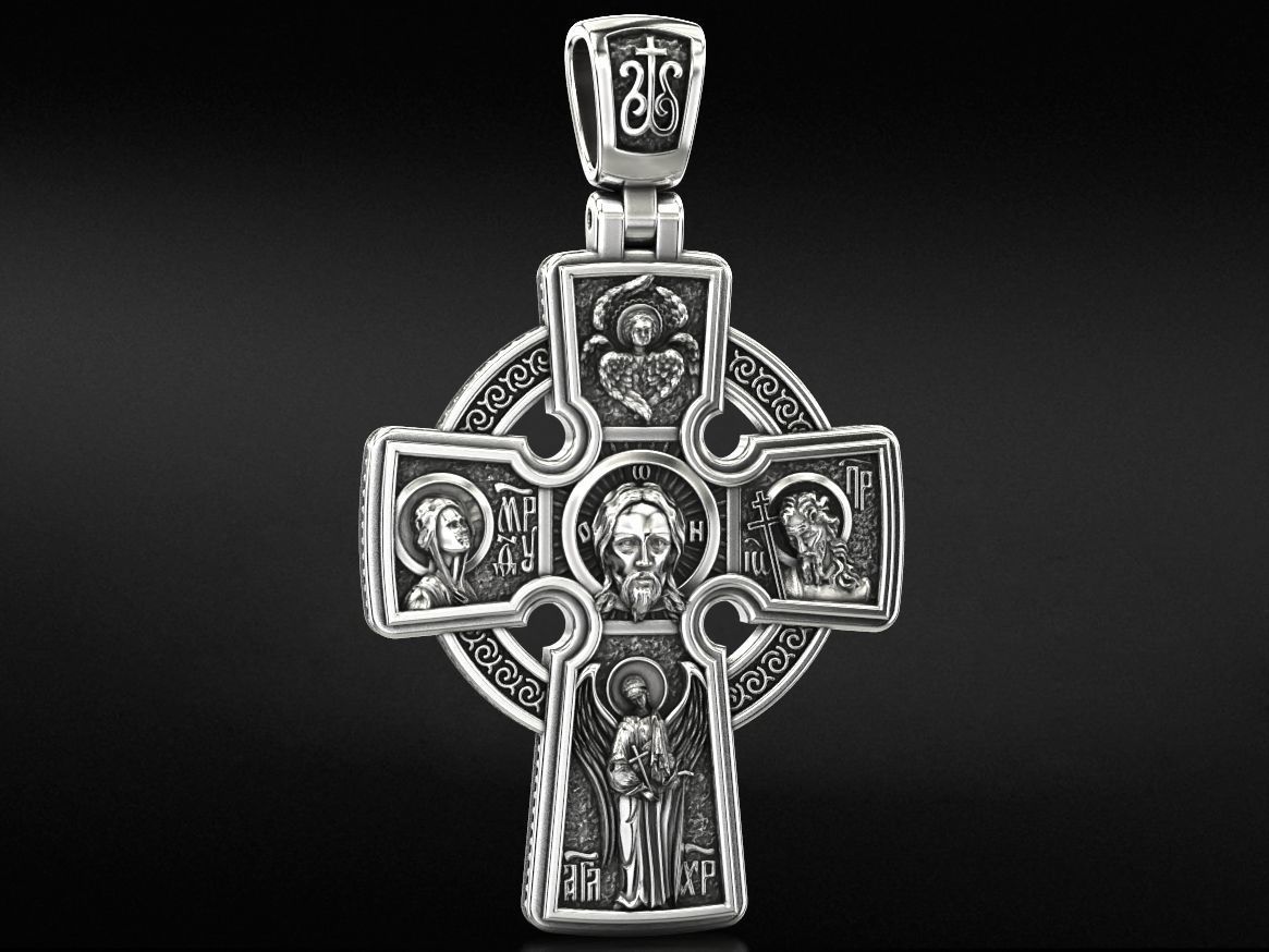 Orthodox cross with saints  712 3D print model_10