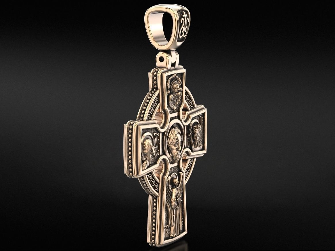 Orthodox cross with saints  712 3D print model_7