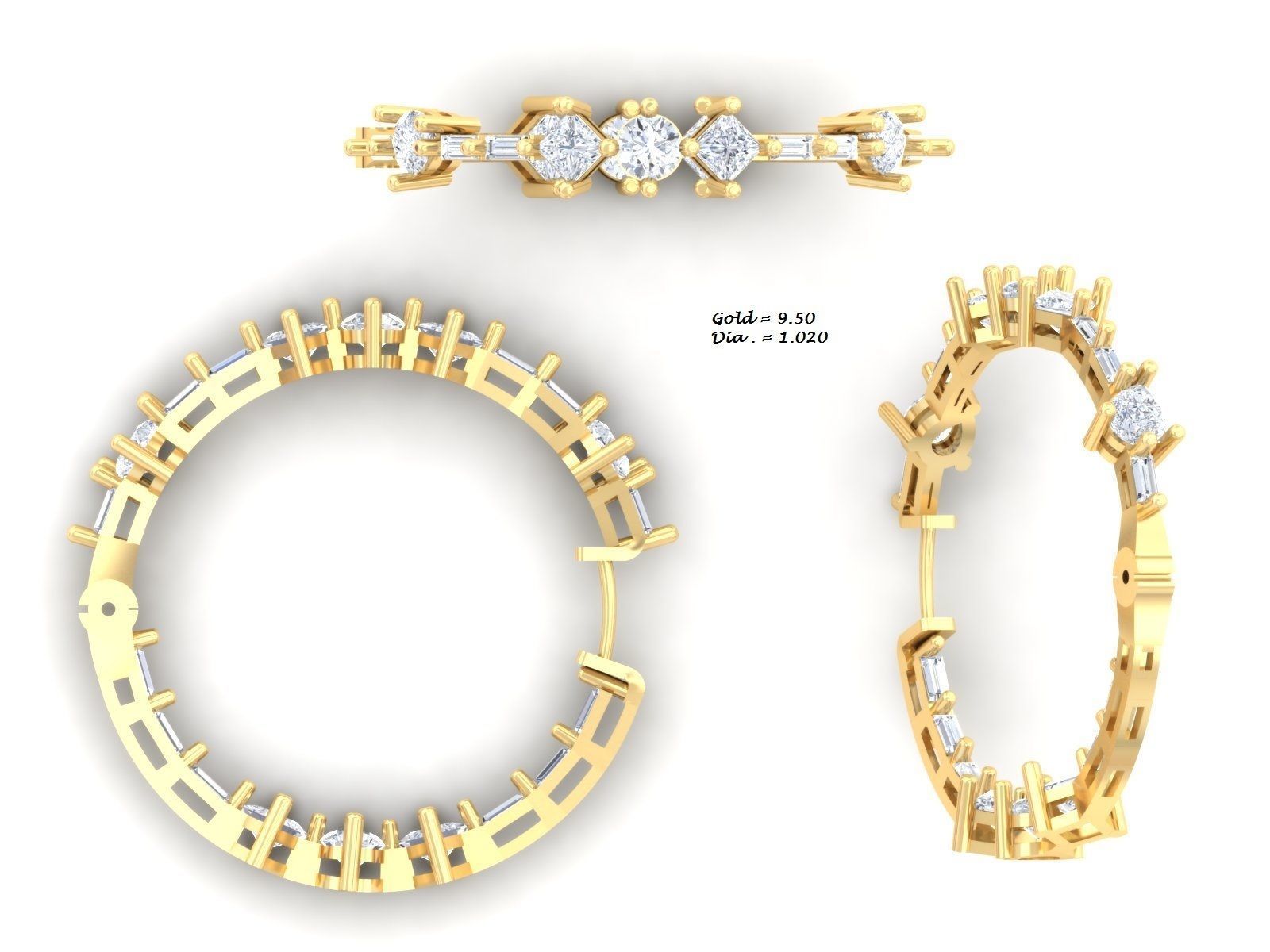 Women Earrings 3dm STL FBX OBJ Render Details 3D print model_6