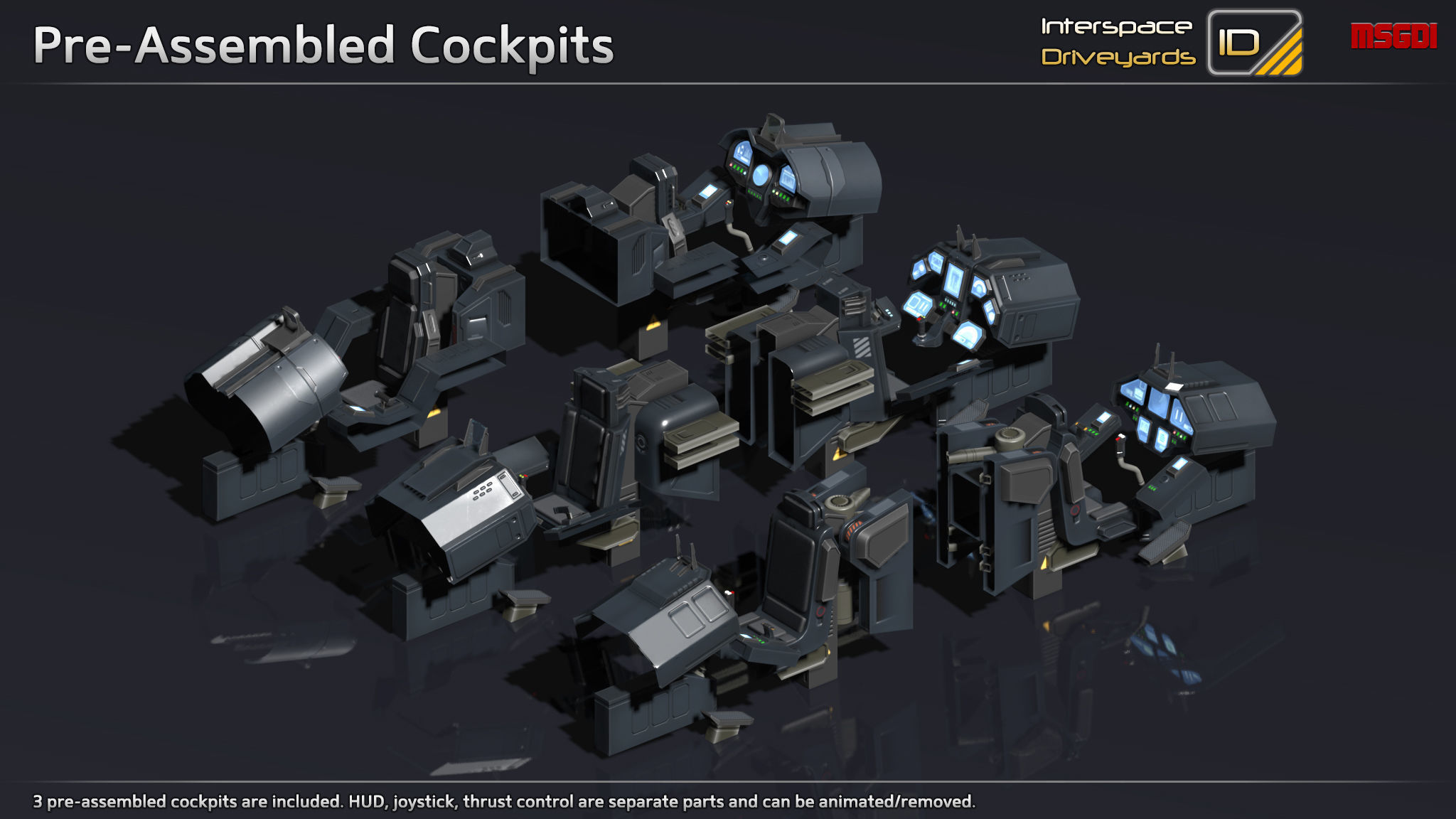 ISD Modular Fighter Low-poly 3D model_8