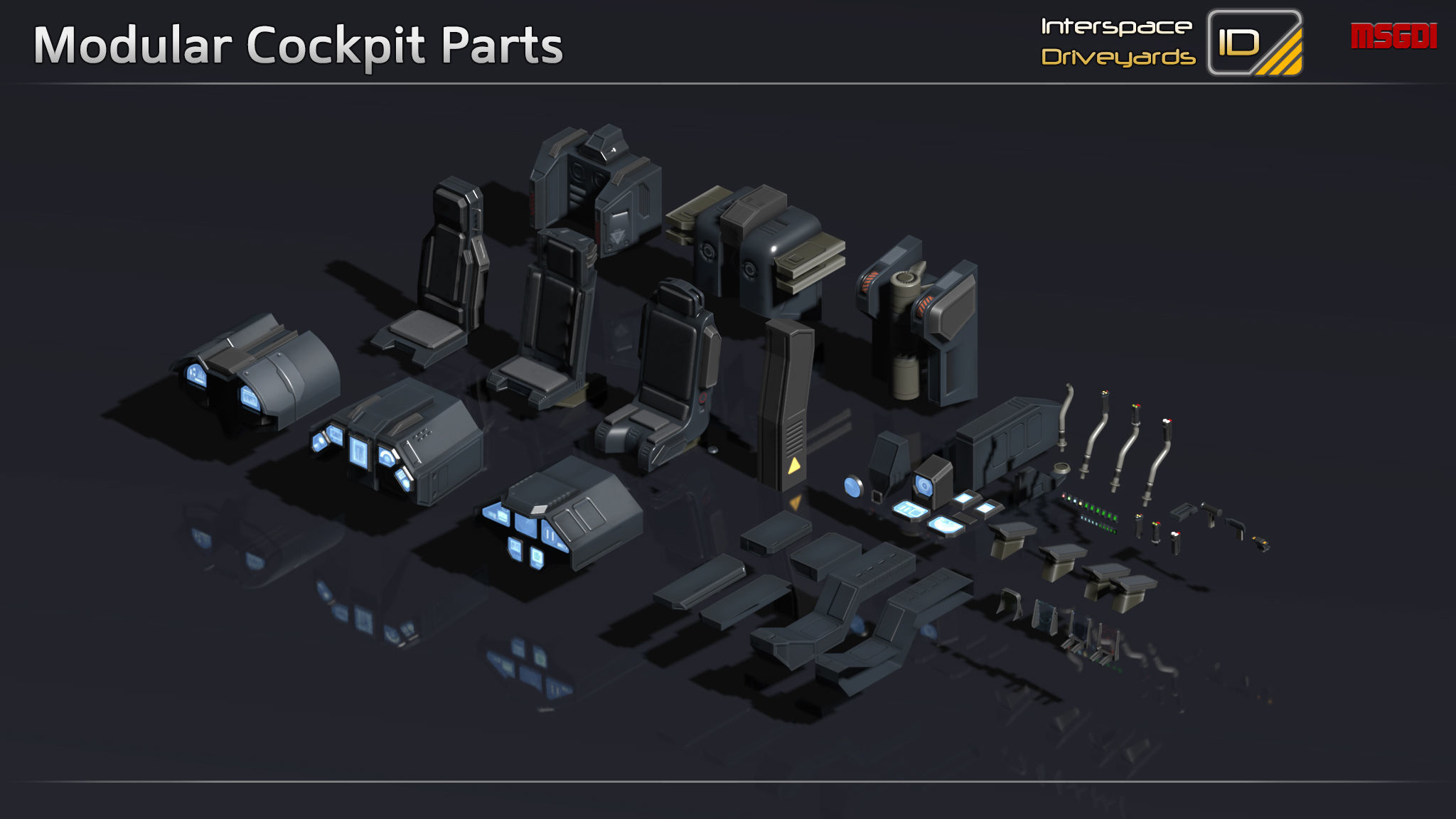 ISD Modular Fighter Low-poly 3D model_7