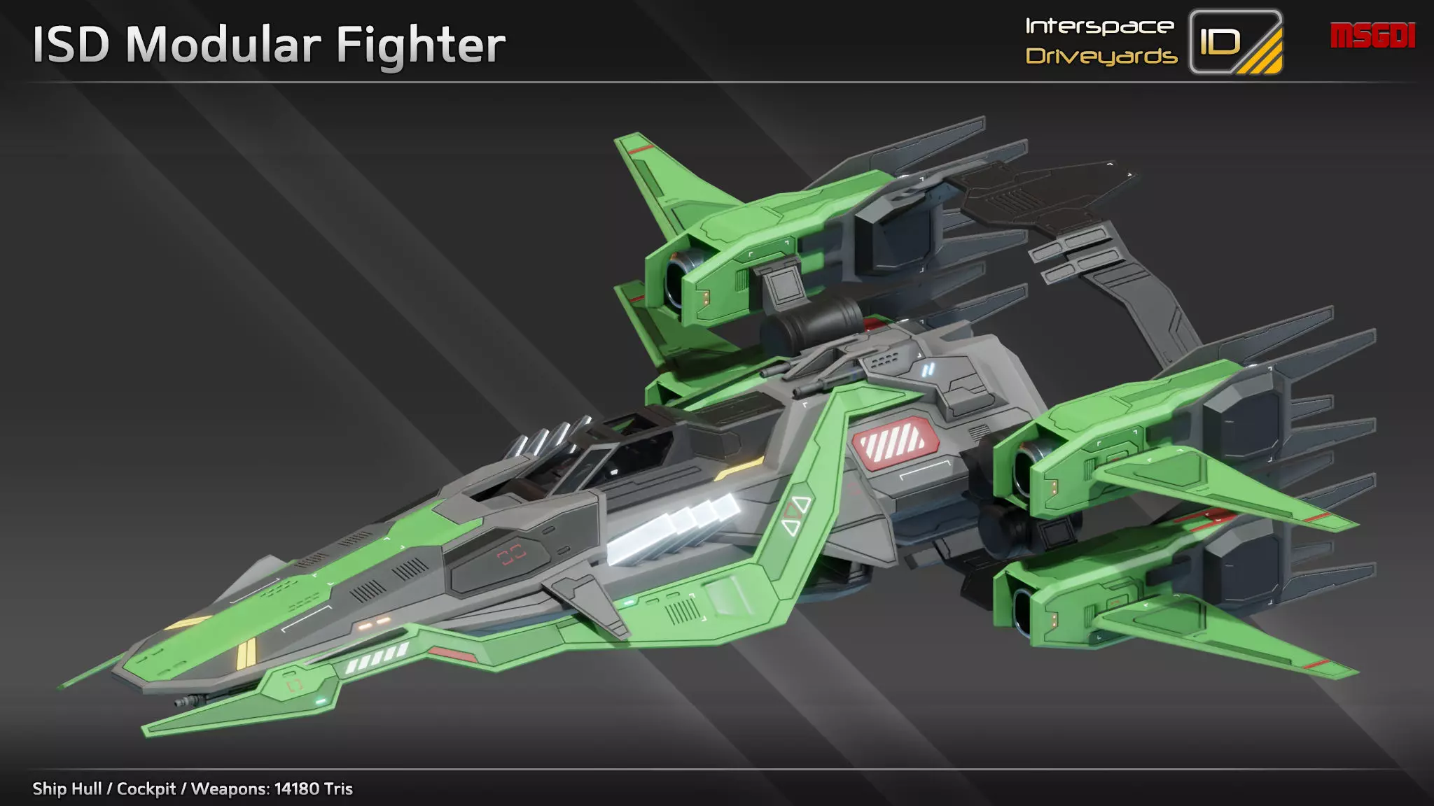 ISD Modular Fighter Low-poly 3D model_0