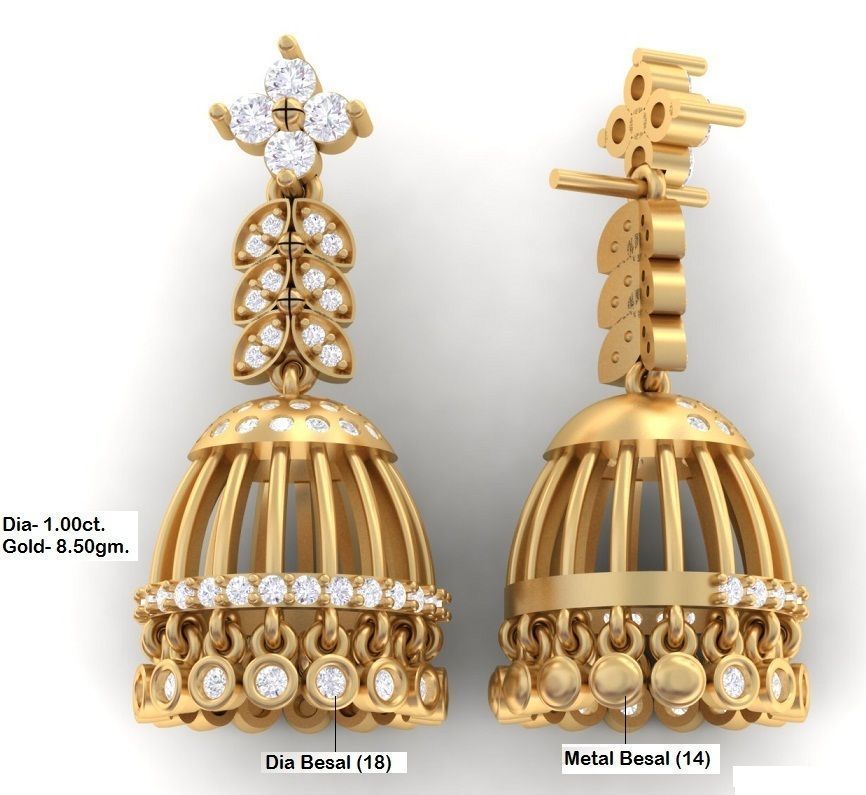 Women Earrings 3dm STL FBX OBJ Render Details 3D print model_7