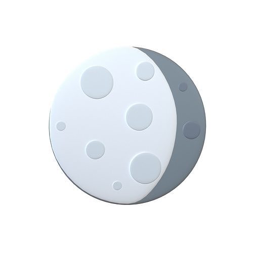 Twitter Version 1 Waning Gibbous Moon v1 001 Low-poly 3D model