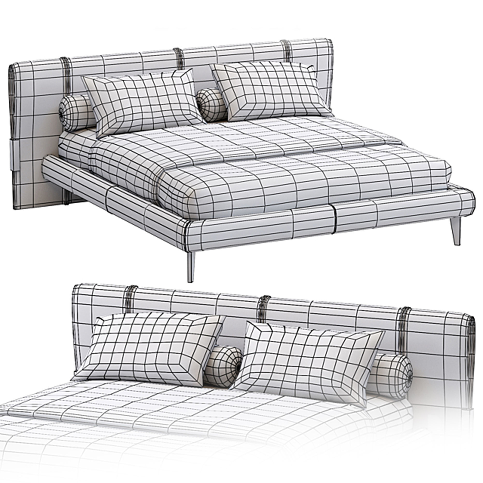 Bed Quincy By Jesse Low-poly 3D model_3