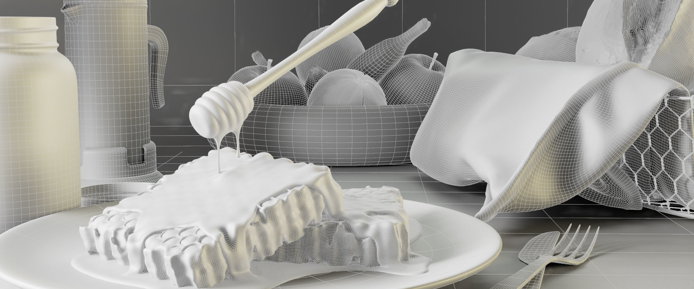 Honey jar 3D model_8