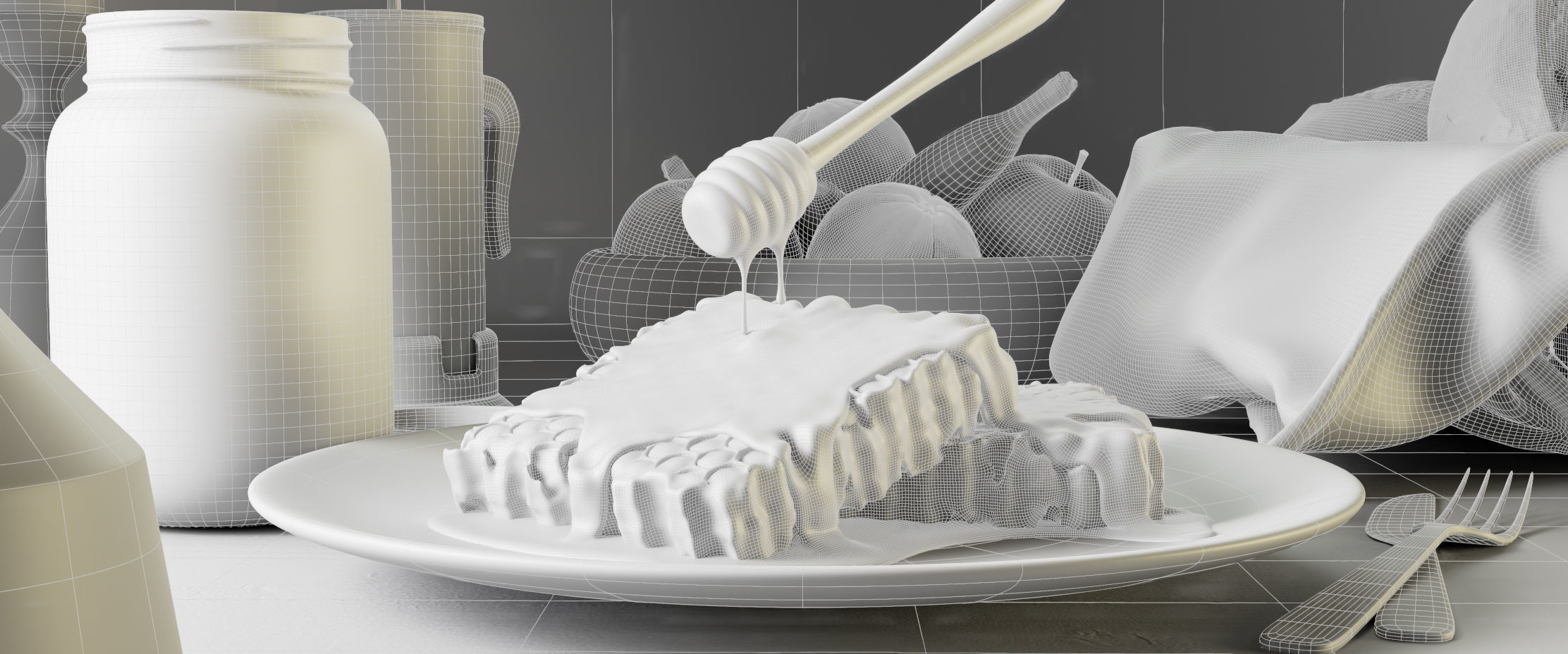 Honey jar 3D model_6