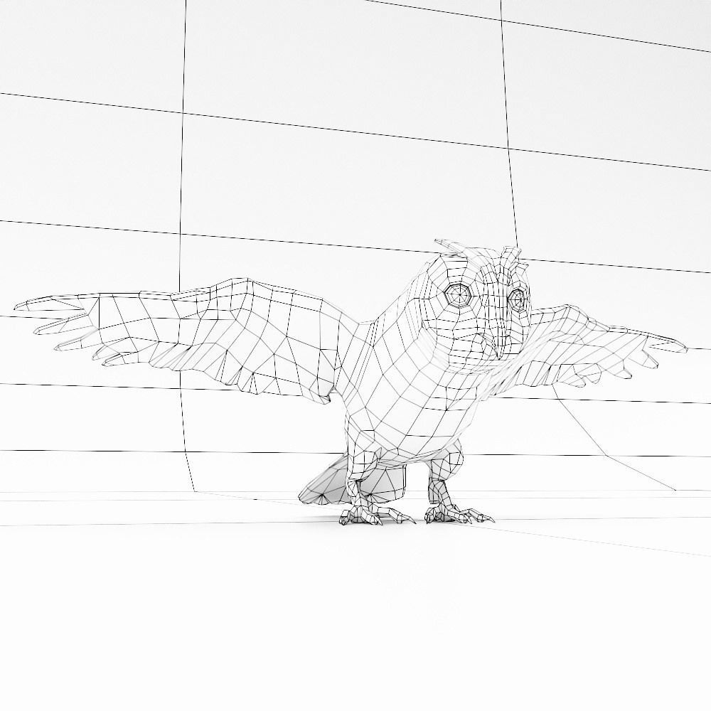 Owl bird 3d model Low-poly 3D model_8