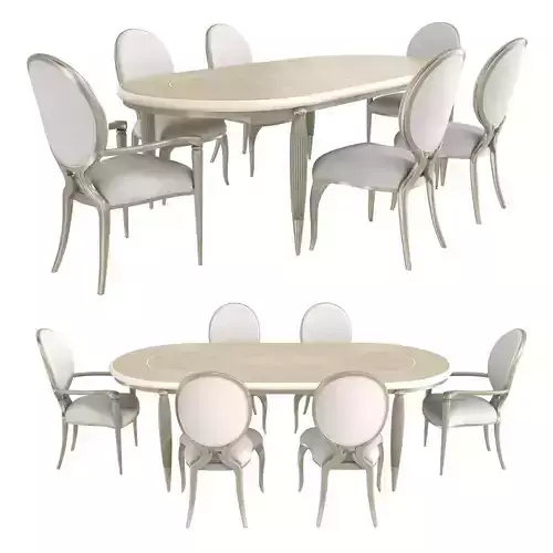 Caracole Lilian Dining table and chairs 3D model