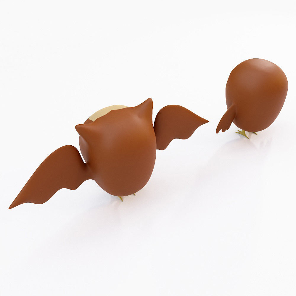 Cartoon owls low poly 3d model Low-poly 3D model_4