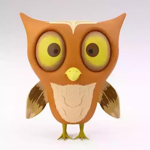 Owl low poly cartoon 3d model 