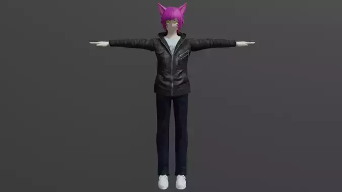 Anime fox boy 3d model Low-poly 3D model