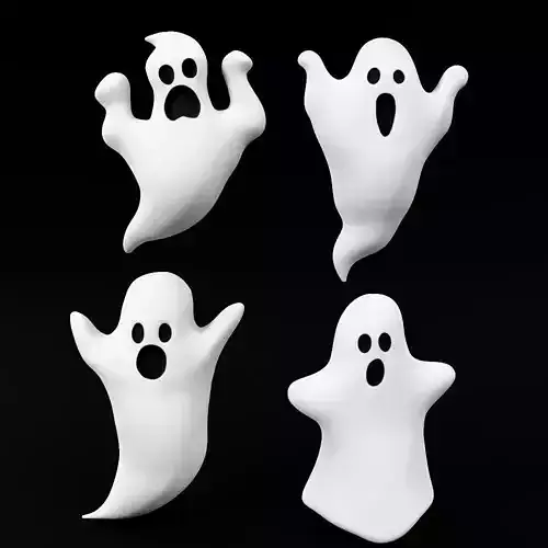Ghost cute cartoon low poly 3d model  