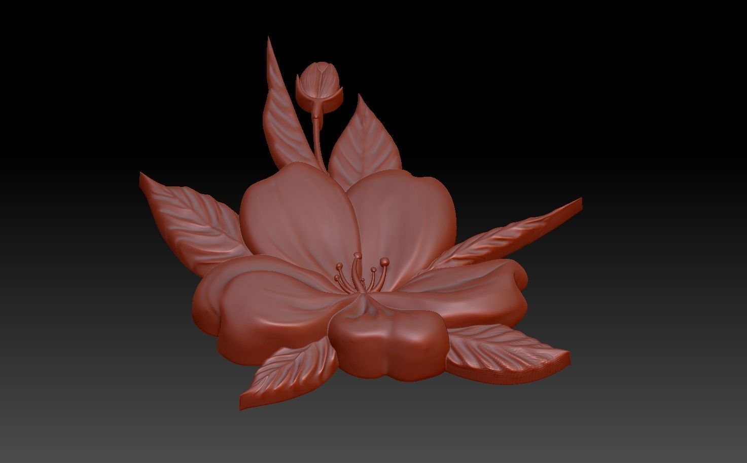 Flowers hibiscus flower 3D print model_4
