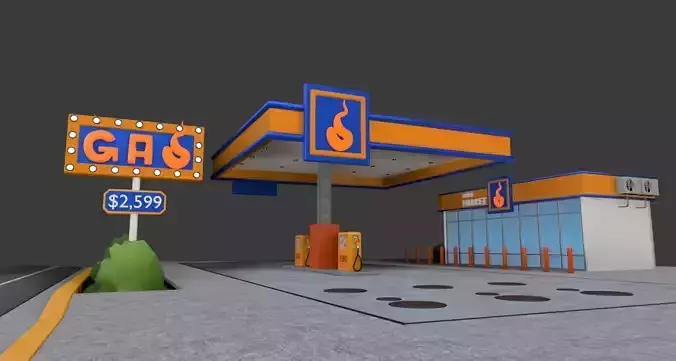 Cartoon Gas Station