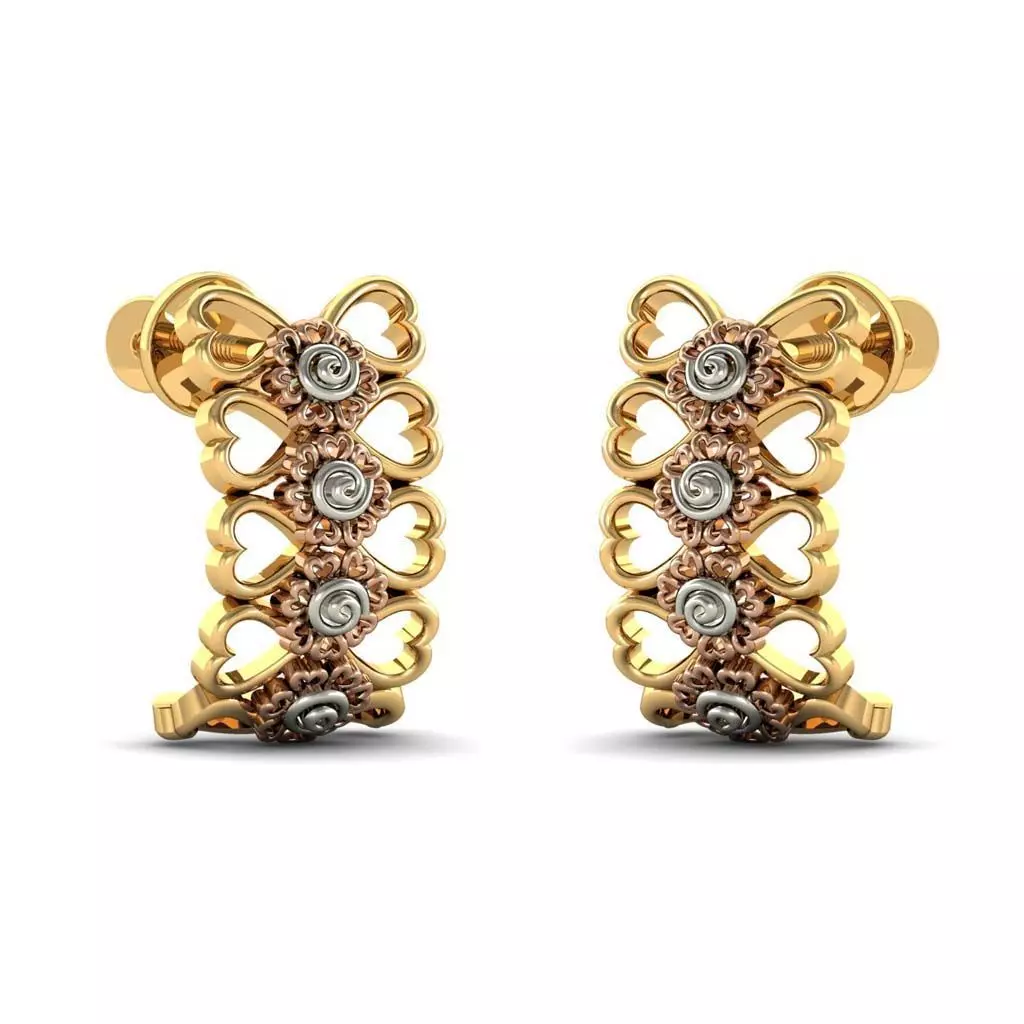 Heart Women Earrings 3dm STL FBX OBJ Render Details 3D print model_0