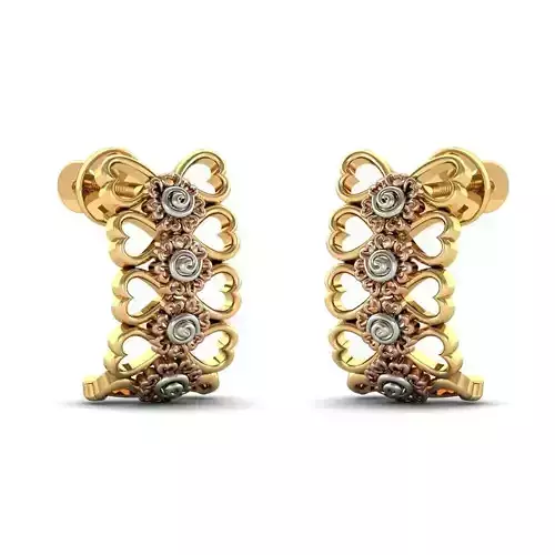 Heart Women Earrings 3dm STL FBX OBJ Render Details 3D print model