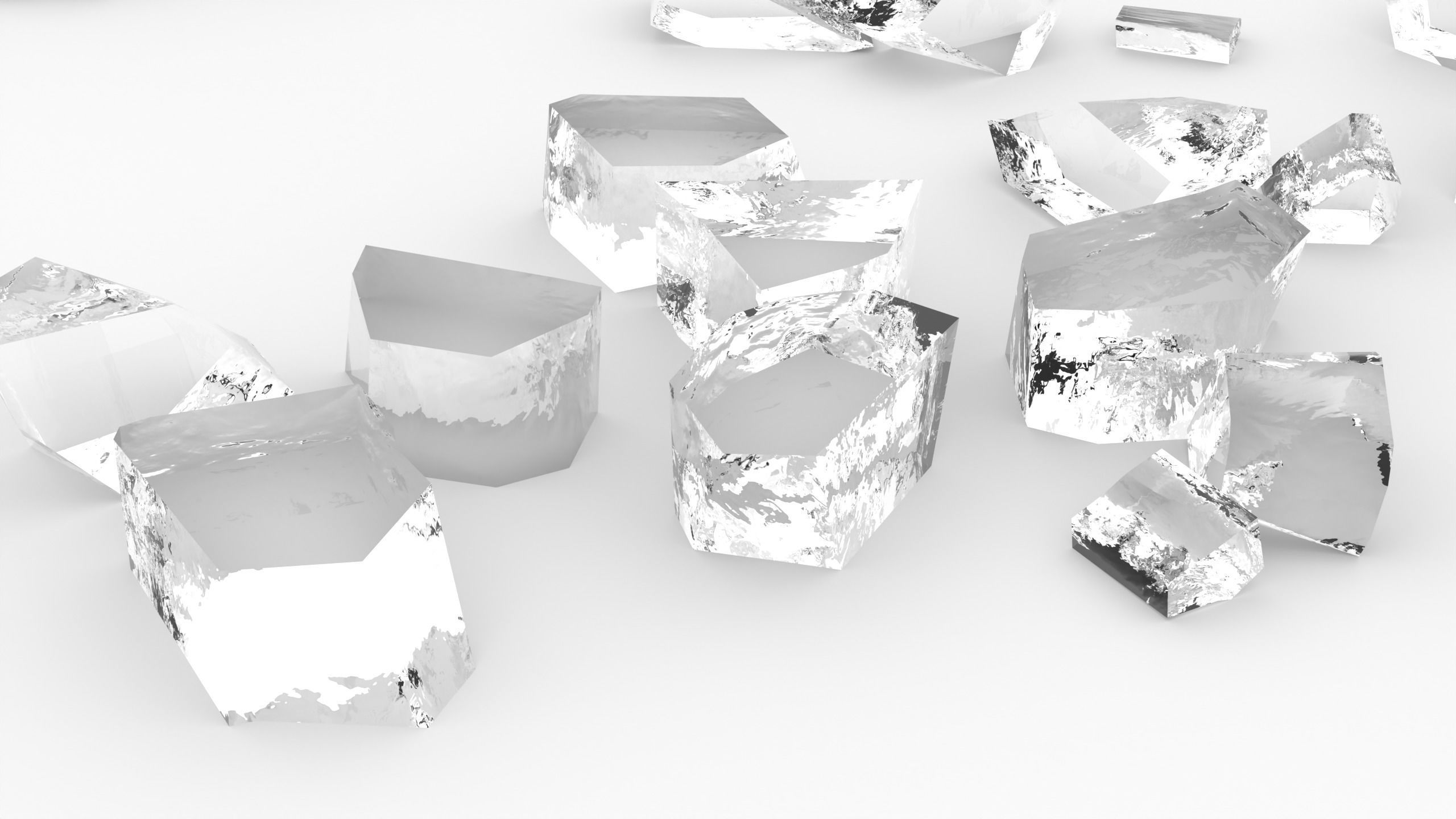 Broken Glass Debris - Small Low-poly 3D model_8