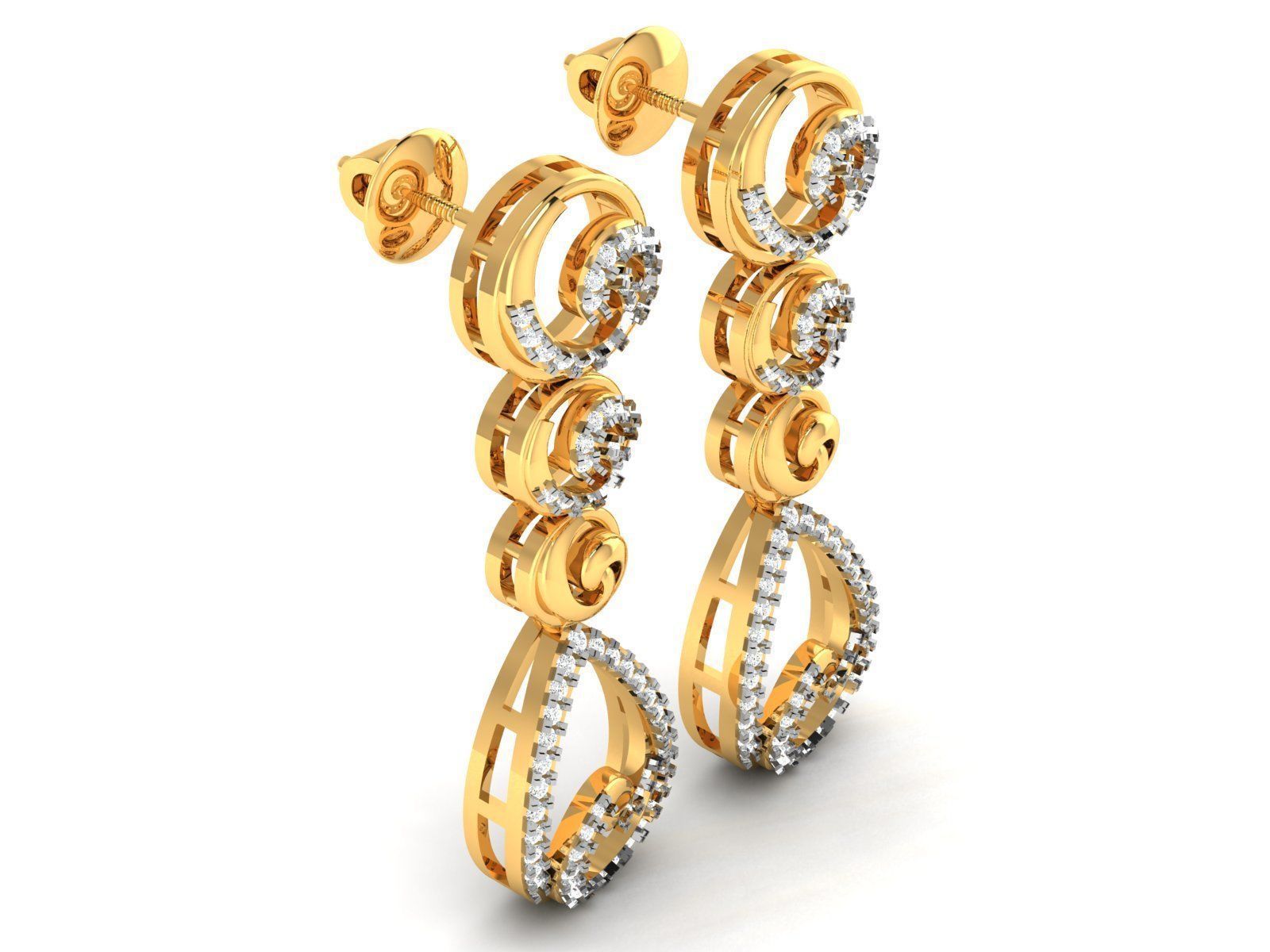 Women Earrings 3dm STL FBX OBJ Render Details 3D print model_1