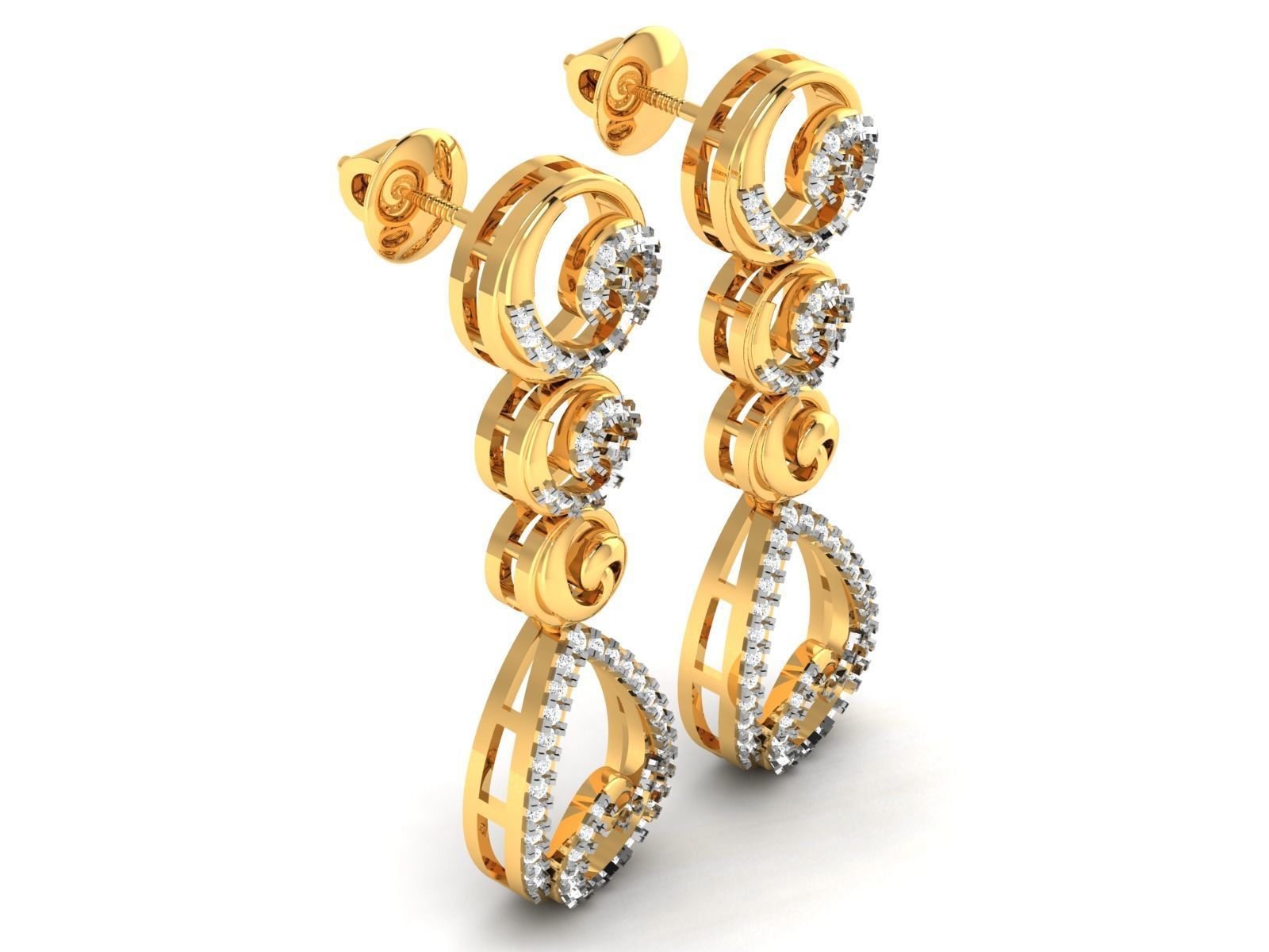 Women Earrings 3dm STL FBX OBJ Render Details 3D print model_2