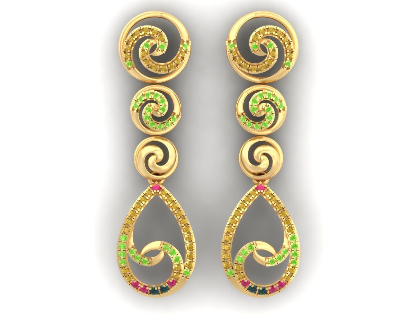 Women Earrings 3dm STL FBX OBJ Render Details 3D print model_6