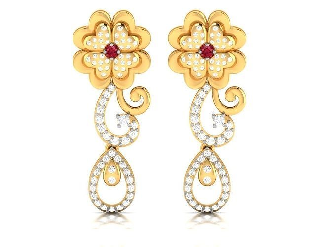 Women Earrings 3dm STL FBX OBJ Render Details 3D print model