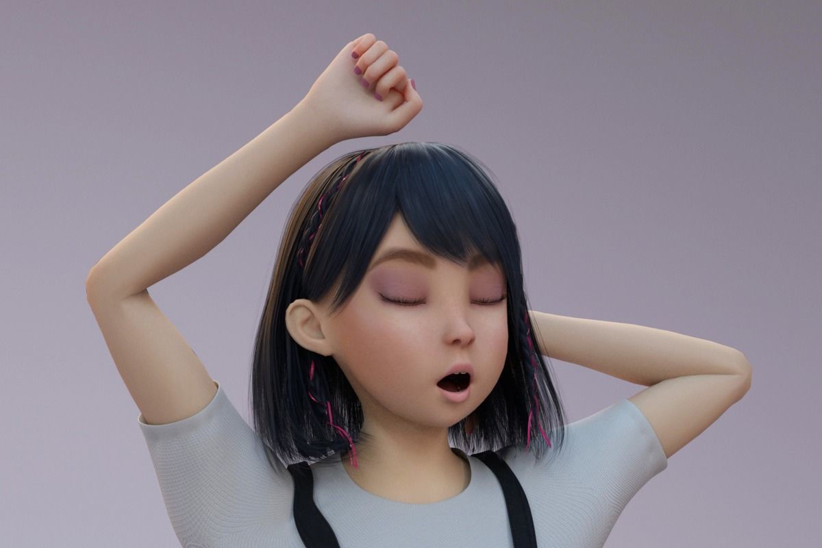 Cartoon Girl 3D model_6