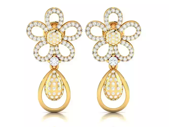 Women Earrings 3dm STL FBX OBJ Render Details 3D print model