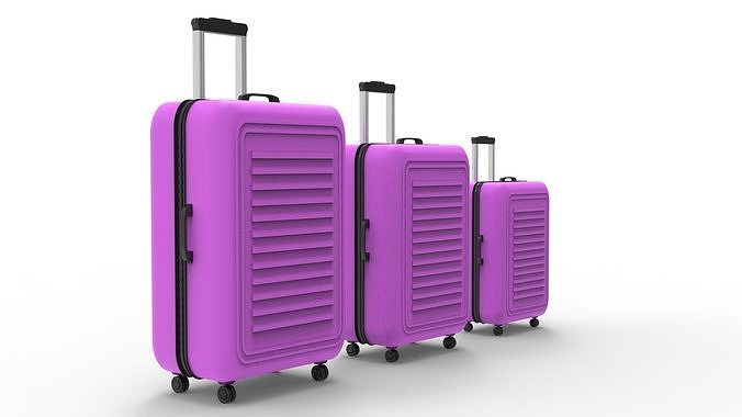 SUITCASE-PURPLE three suitcases 3D model