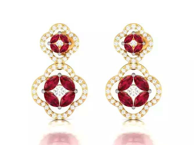 Women Earrings 3dm STL FBX OBJ Render Details