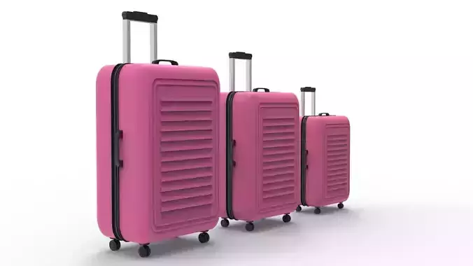 SUITCASE-PINK three suitcases on wheels