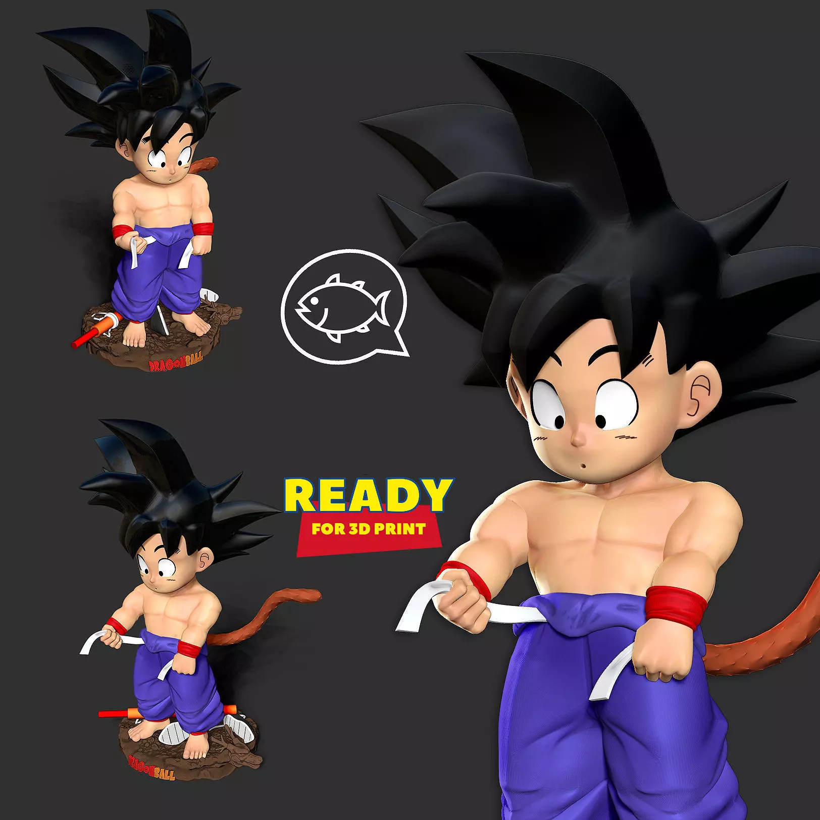 Kid Goku - Ready for fishing 3D print model_0