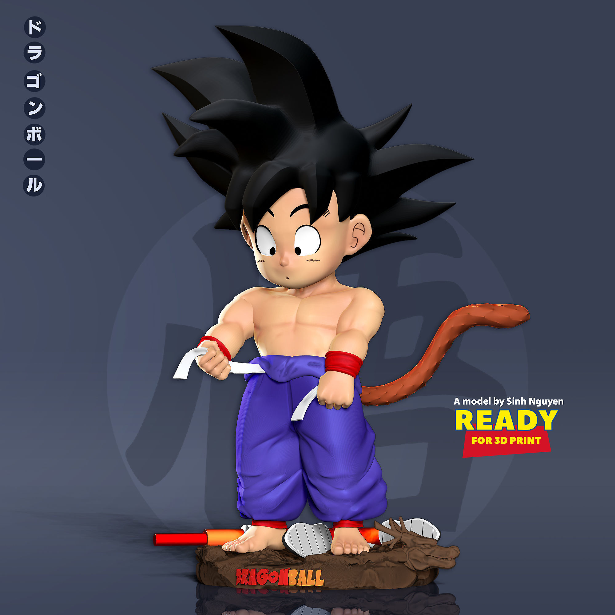 Kid Goku - Ready for fishing 3D print model_1