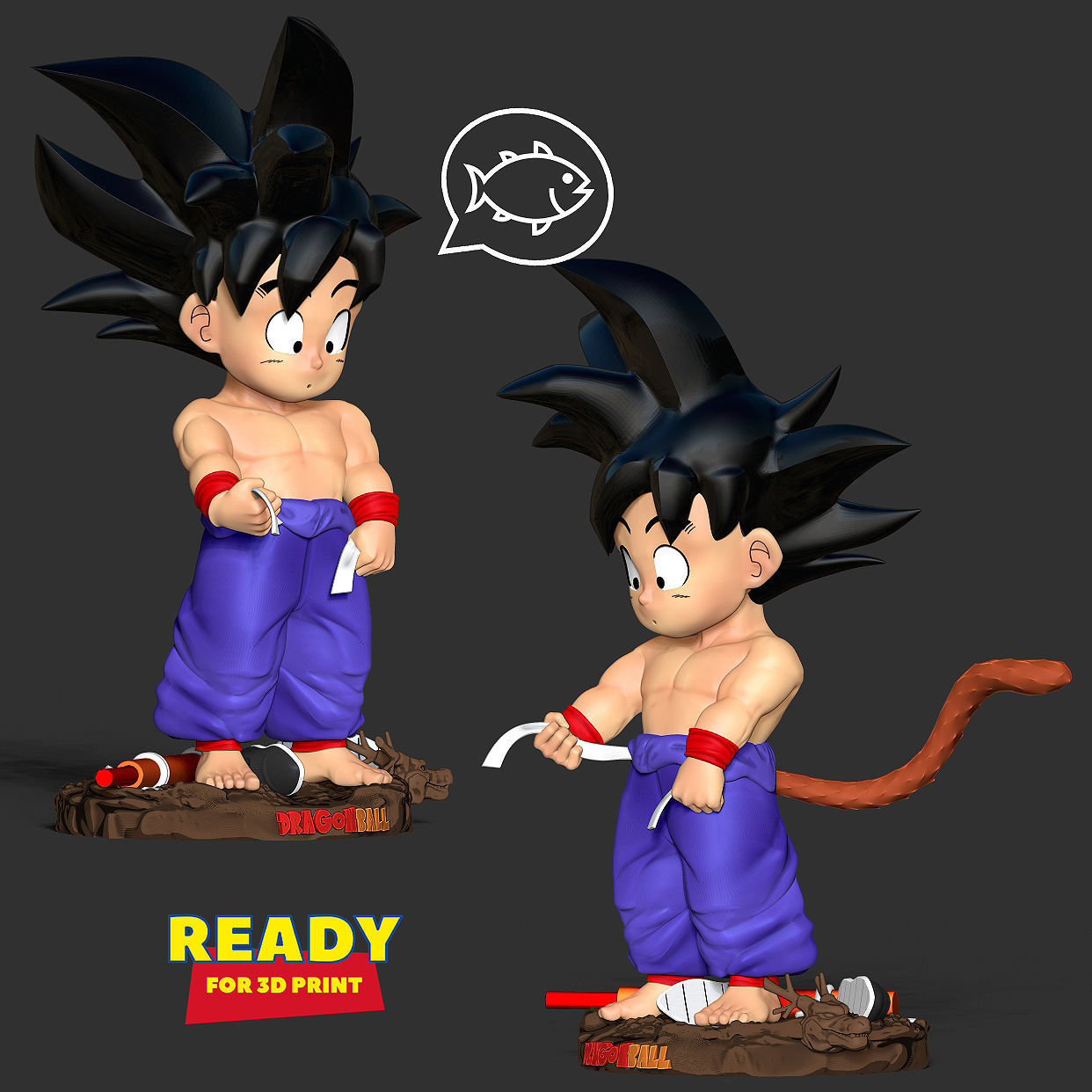 Kid Goku - Ready for fishing 3D print model_3